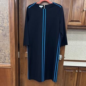 Escada Black Dress with Blue Stripes